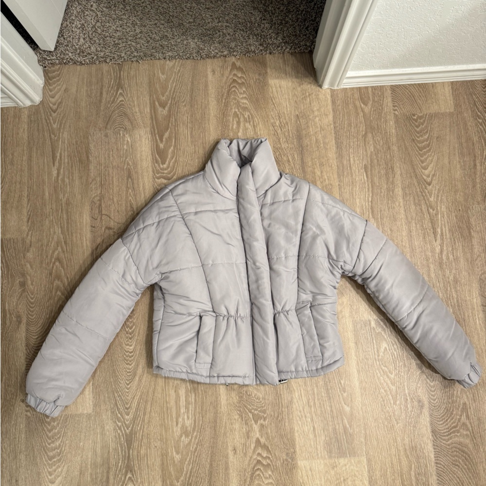 New York & Company Silver Puffer Jacket